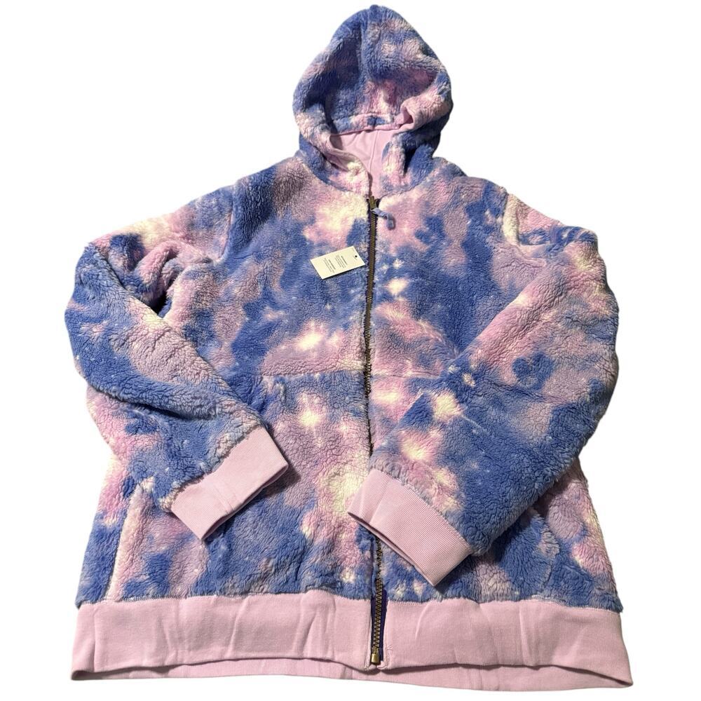 NWT Lands’ End Girl Kids High Pile‎ Lined Zip Hoodie Reversible Galaxy Husky